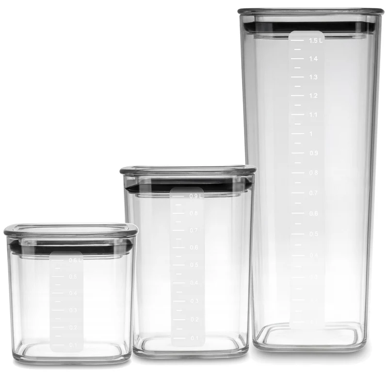 Boîtes de cuisine Practic pour produits en vrac, contenance 0,6 l, 0,9 l, 1,5 l, couvercles avec joint d'étanchéité,