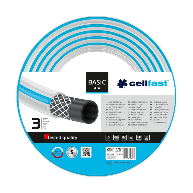 Tuyau d'arrosage Cellfast Basic 1/2" 20m Robuste et flexible