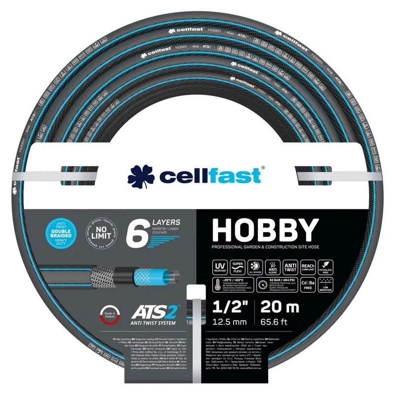 CELLFAST HOBBY ATS2 Tuyau d'arrosage 1/2 20m 6-ply