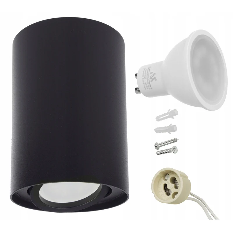 Maclean Round Plafond Noir MCE422 B + Ampoule LED GU10 5W 4000K