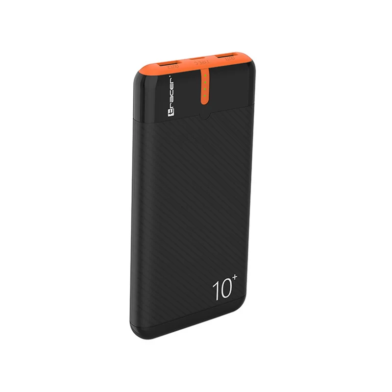 Banque d'énergie Tracer, 10000 mAh, noir et orange, USB C, 2A, EnerGo