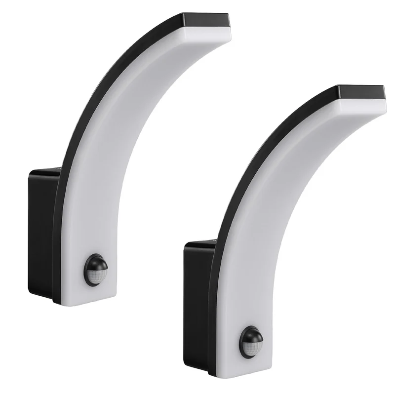 Détecteur de mouvement Maclean Lampe LED, détecteur de mouvement PIR, noir, 20W, IP65, 2000lm, blanc neutre (4000K) MCE512 B, 2 pièces
