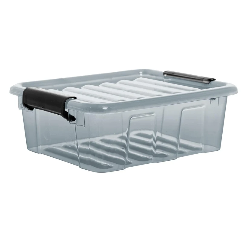 Poubelle avec couvercle Plast Team Home Box 2L gris transparent