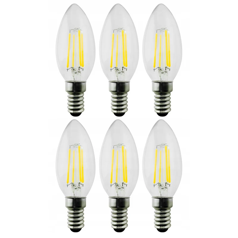 6x Maclean, Filament LED E14, 4W, 230V, WW blanc chaud 3000K, 400lm, Bougie décorative Retro edison C35, MCE285