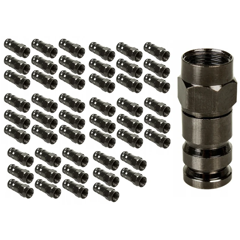 50x Maclean, connecteur à compression F, RG-6, professionnel, nickel, noir, MCTV-916
