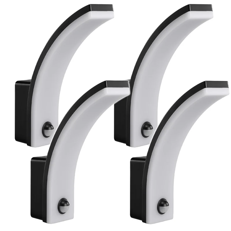 Détecteur de mouvement Maclean Lampe LED, détecteur de mouvement PIR, noir, 20W, IP65, 2000lm, blanc neutre (4000K) MCE512 B, 4 pièces