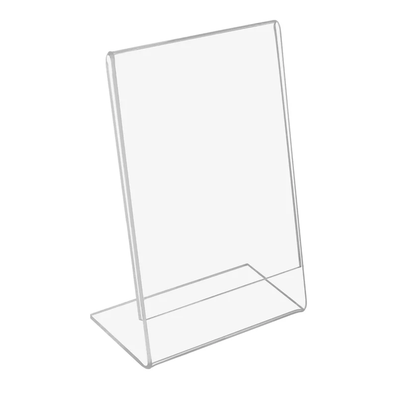 Stand A7 pour description, dépliant, menu, type L, vertical, transparent