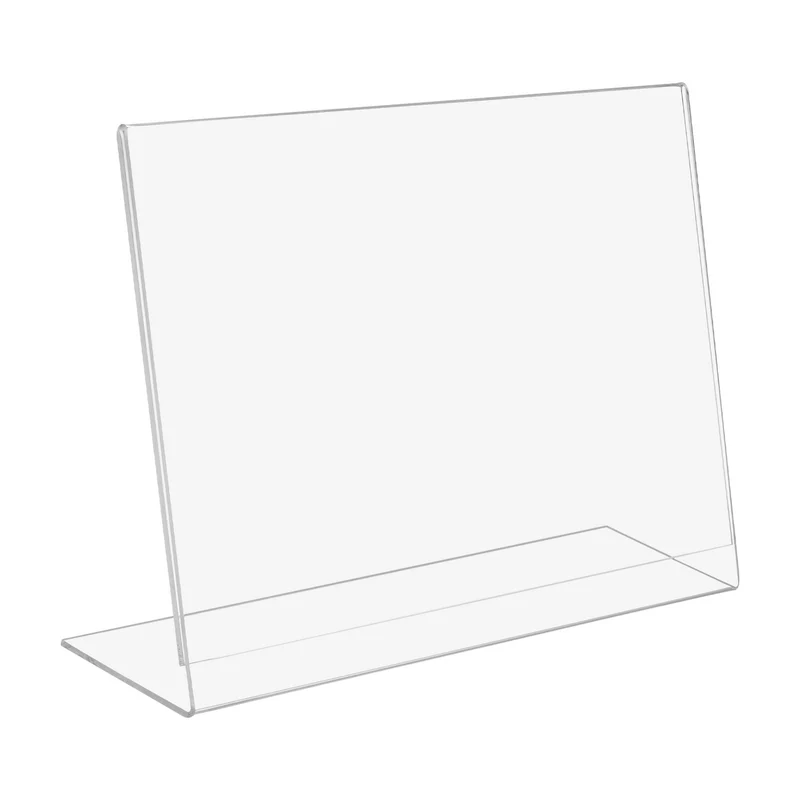 Présentoir A5 pour description, dépliant, menu, type L, horizontal, transparent