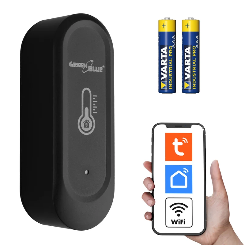 Capteur externe de température et d'humidité WiFi GreenBlue, Android/iOS, 3,0 V CC, LR03x2, IP65, GB741 + 2 piles alcalines R-03 LR03 AAA Varta Industrial 4003