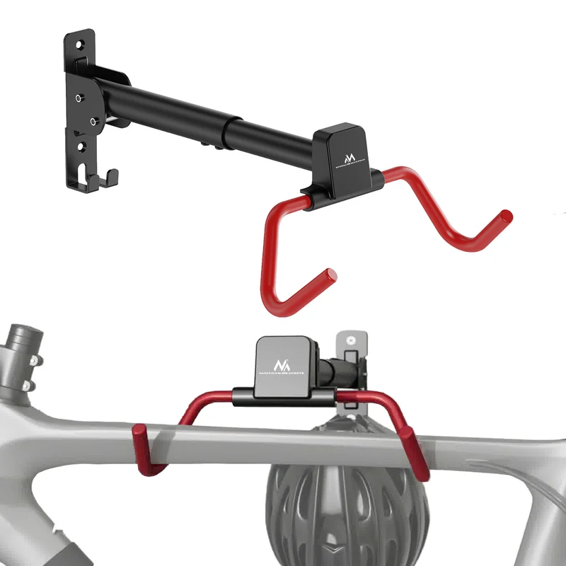 Support mural pour vélos Maclean, horizontal, en acier, charge maximale 30 kg, angle réglable, MC-172