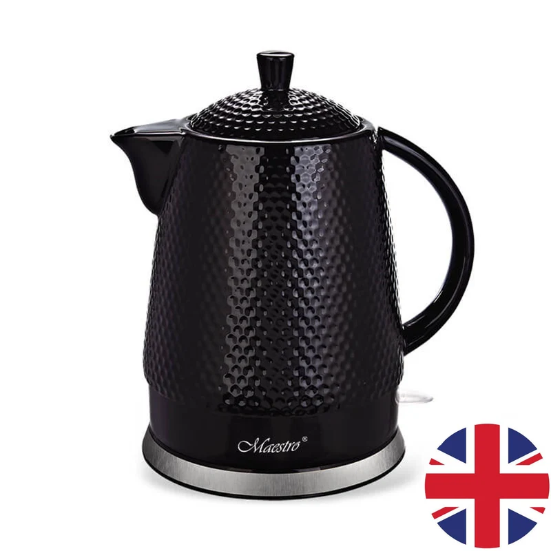 Bouilloire céramique Maestro, capacité de 1,5 litre, 1500W, noir, MR069 prise UK