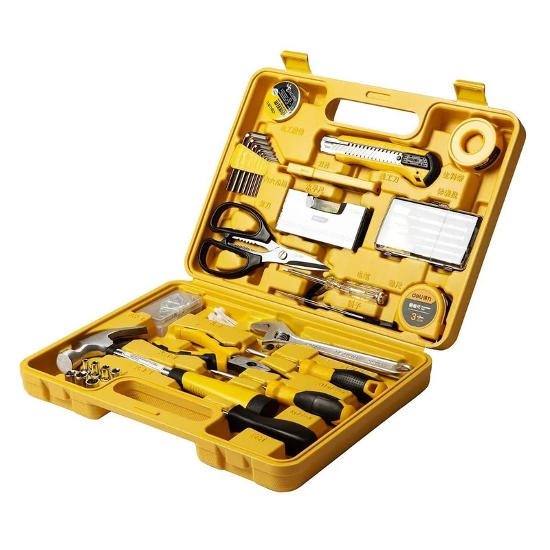 Deli 38-delige Tools Huishoudelijke Gereedschapset Koffer (EDL1038J) Geel [Gereedschap - Deli]