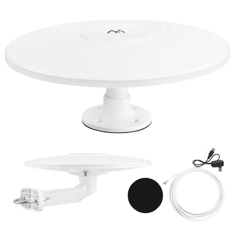 Antenne omnidirectionnelle Maclean DVB-T/T2 HEVC, active, camping-car, fixation centrale du câble, MCTV-104