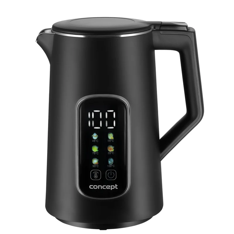 Bouilloire électrique Concept, 1,7L, contrôle de la température, affichage LED, surface Cool touch, indicateur de niveau d'eau, RK3385