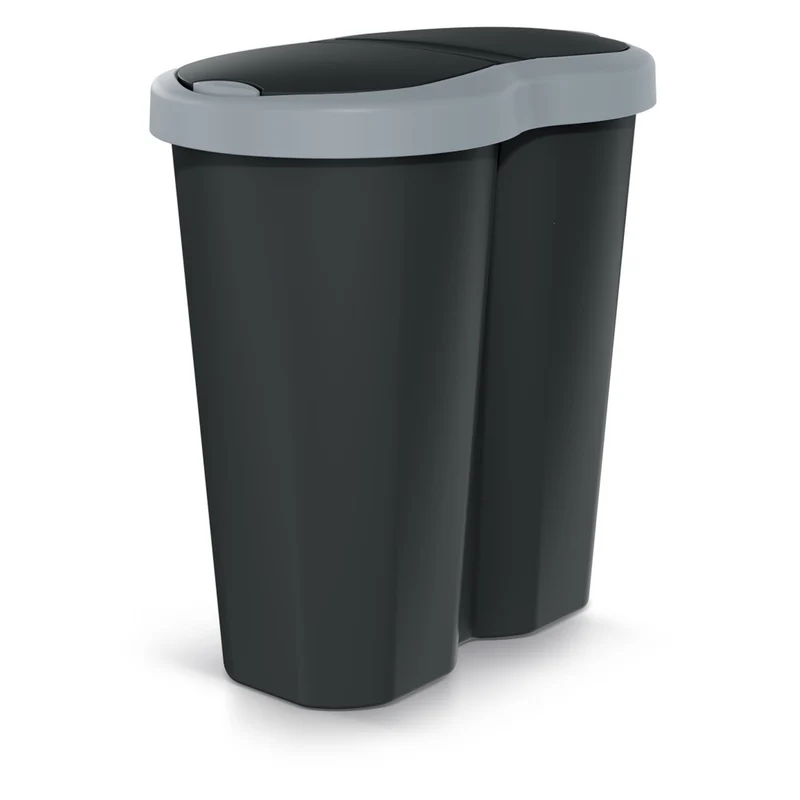Corbeille Compacta R Duo, gris/noir, capacité 40L, un compartiment, deux couvercles, NDRF40-429U_S411