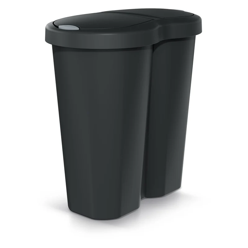 Corbeille Compacta R Duo, noir, capacité 40L, un compartiment, deux couvercles, NDRF40-S411