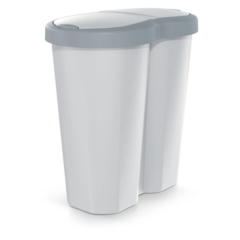 Corbeille Compacta R Duo, gris/gris cendré, capacité 40L, un compartiment, deux couvercles, NDRF40-429U_427C