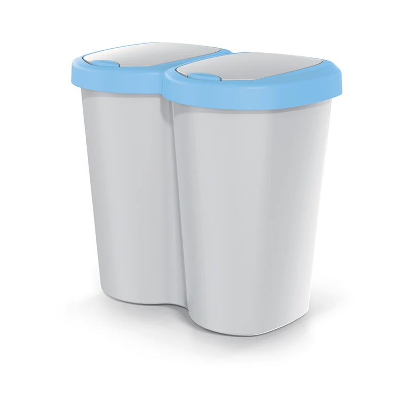 Poubelle Compacta B Duo, bleu/ashmere, capacité 40L, un compartiment, deux couvercles, version murale, NDBS40-2717C_427C