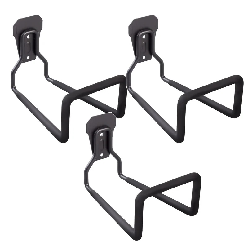 Support mural pour garage Maclean, pour pneus, outils de jardinage, échelle, tuyaux, vélos, en acier, charge max. 35 kg, MC-441, 3 pièces