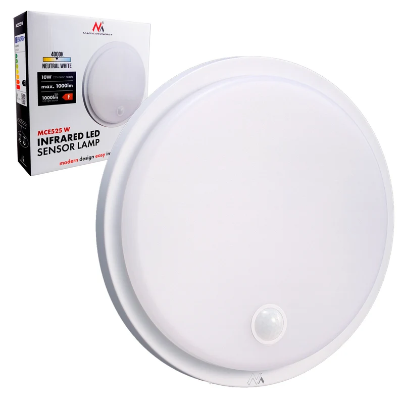 Lampe LED avec détecteur de mouvement Maclean, capteur PIR, couleur blanche, 10 W, IP65, 1000 lm, couleur neutre, MCE525 W