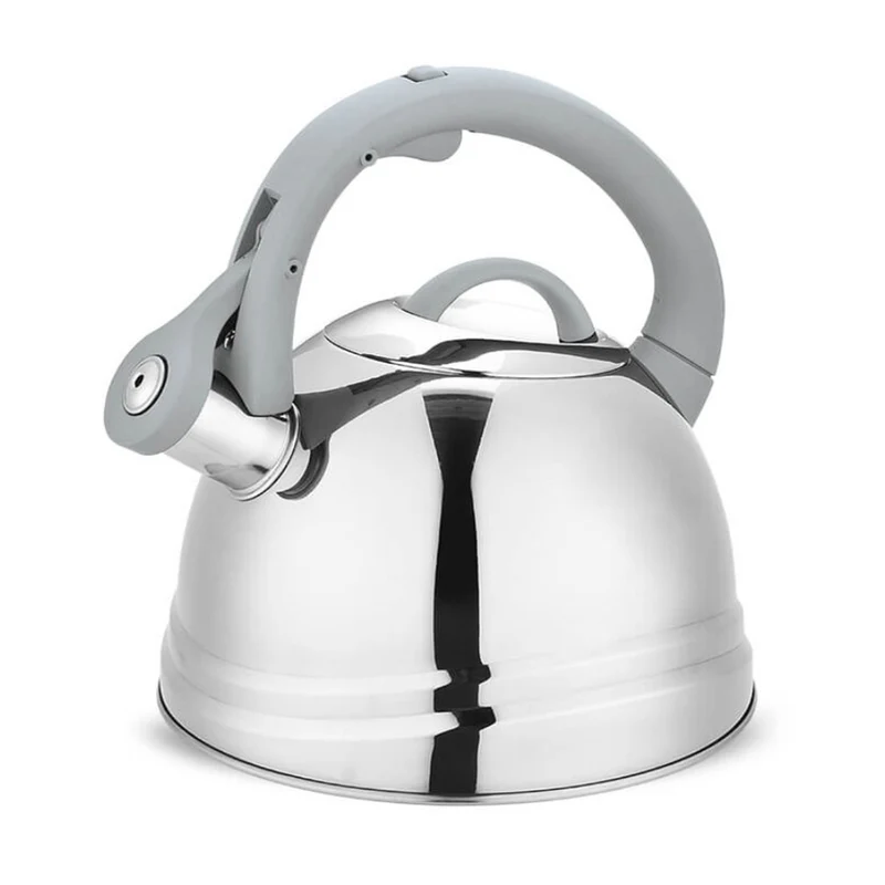 MAESTRO MR-1304 Bouilloire classique de 2,5 litres avec sifflet pour cuisinière à induction, électrique et à gaz, plaque argentée