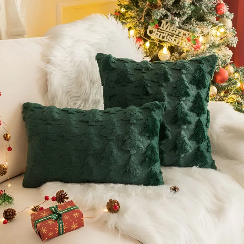 SPRUCELY – Gezellige Pluche Kerstboom Kussenhoes van ultra-zacht materiaal