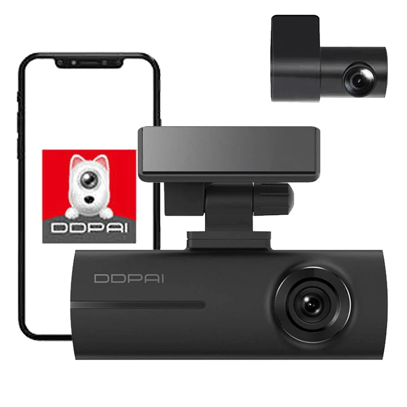 DDPAI N1 Dual Dashcam 2K 1296P 2CH HD Wifi Auto Video Recorder Zwart