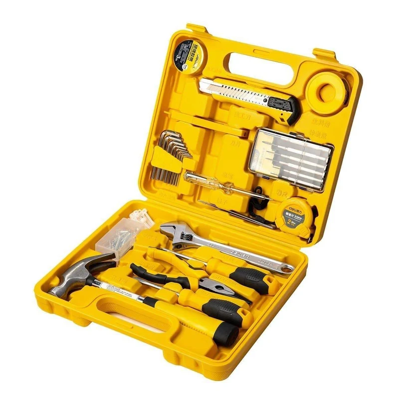 Deli 28-delige Tools Huishoudelijke Gereedschapset Koffer (EDL1028J) Geel [Gereedschap - Deli]