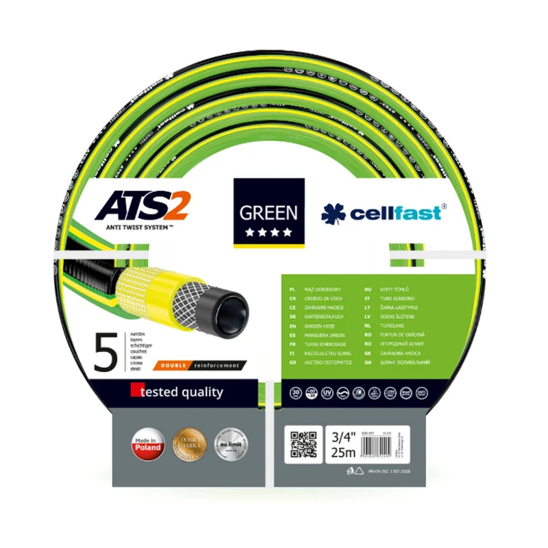 Garden Cellfast Tuyau d'arrosage vert ATS2 3/4 " 25m, 5 couches