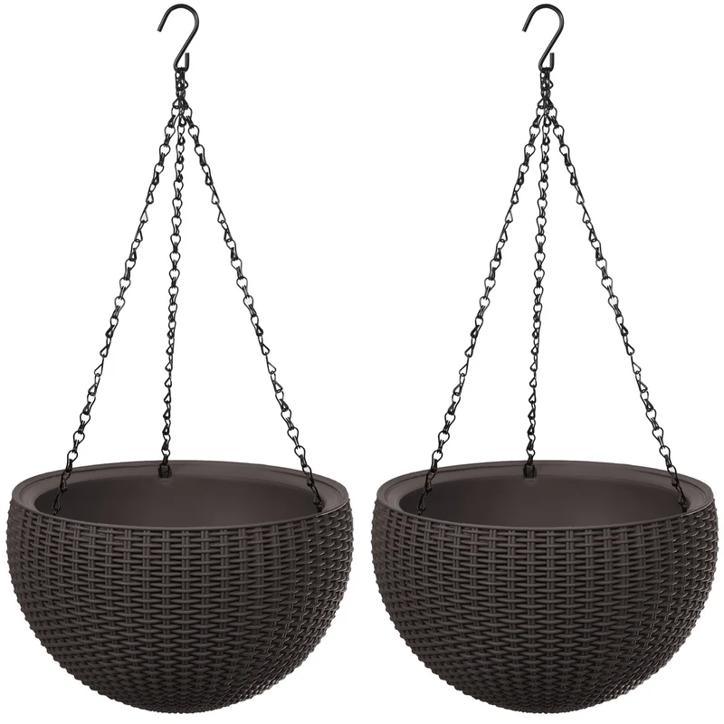Pot suspendu Keter Sphere Planter, couleur marron, lot de 2
