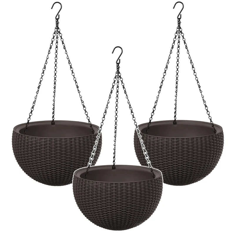 Pot suspendu Keter Sphere Planter, couleur marron, lot de 3