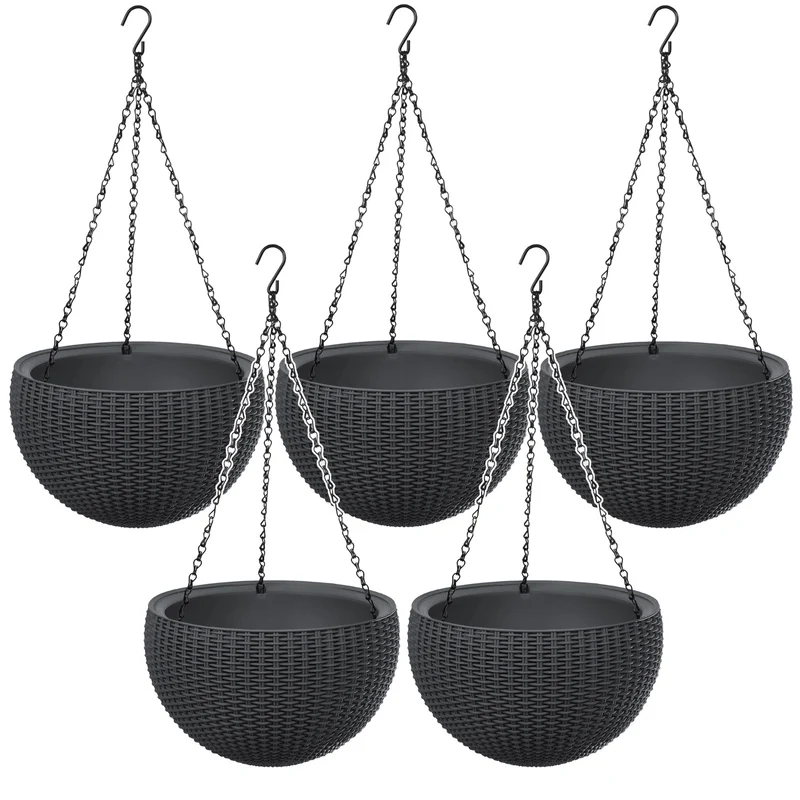 Pot suspendu Keter Sphere Planter, couleur anthracite, lot de 5