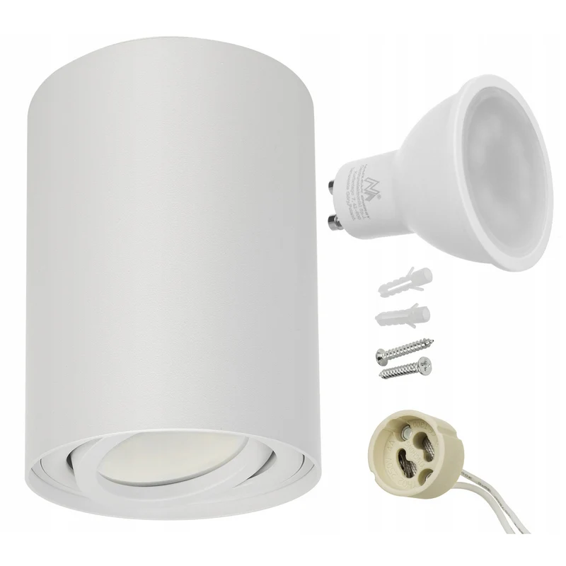 Maclean Plafond Rond Blanc MCE422 + Ampoule LED GU10 5W 4000K