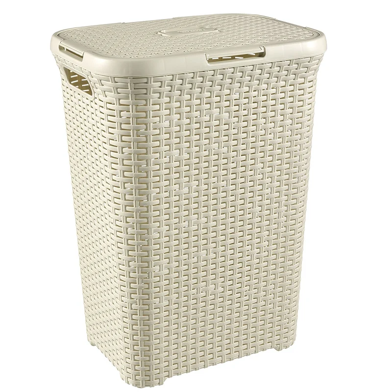 Panier à linge Curver, design ajouré, 60L, crème, Natural Style