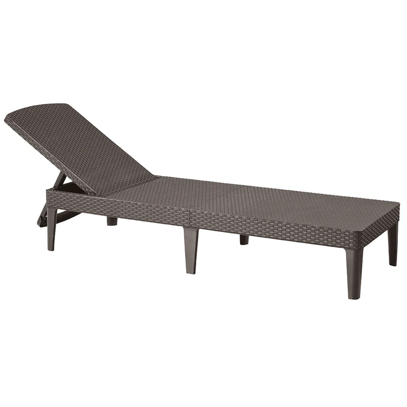 Chaise longue Transat bain de soleil Style Rotin Marron Keter