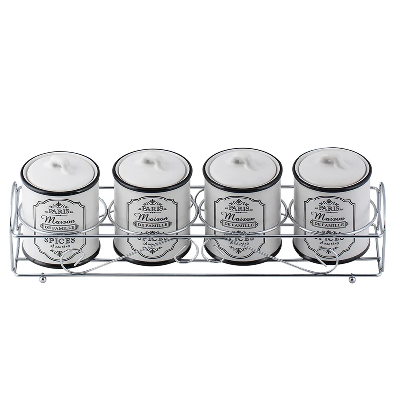 Maestro Paris Set 4 pots à épices en céramique et support