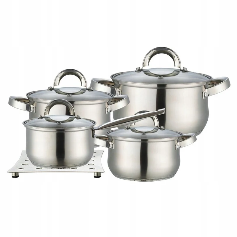 Batterie de cuisine 9 pièces Maestro 1,5L, 2L, 3L, 5L, acier inoxydable, lavable au lave-vaisselle, convient à tous les types de cuisinières, plaque chauffante, MR-2021