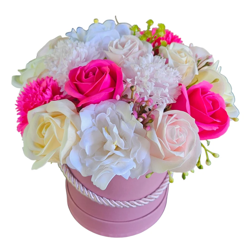 Boîte à fleurs avec des fleurs de savon - cadeau de roses de savon, Damich