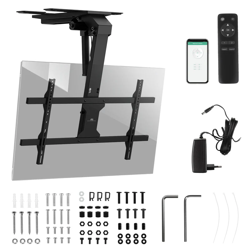 Support électrique pour TV Maclean, plafond, support Tuya, max. VESA 800x400, pour TV 43-86", max. 45kg, MC-110 T