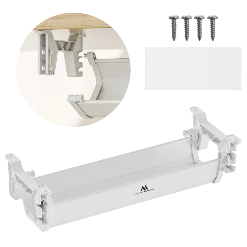 Organisateur de câbles/rallonges Maclean sous le bureau, charge max. 5kg, blanc, MC-106 W