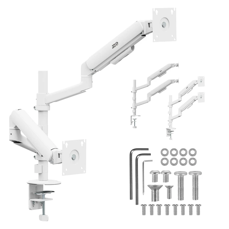 Support / fixation pour 2 écrans Ergo Office, vérin à gaz, 17"-32", 1-10 kg, blanc mat, ER-692 W