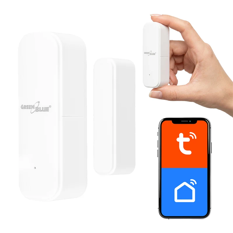 Contacteur sans fil / capteur d'ouverture WiFi GreenBlue, Android/iOS, pour portes / fenêtres, 3,0 V CC, LR03x2, GB479 W