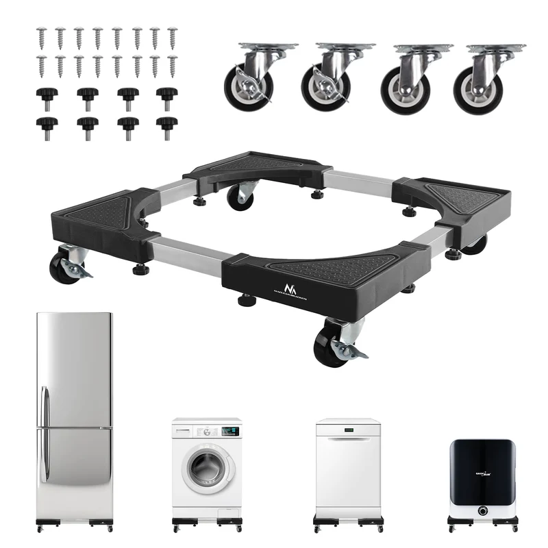 Support mobile pour lave-linge Maclean, blocage des roulettes, 700-900mm de large, universel, jusqu'à 200kg, MC-119 B