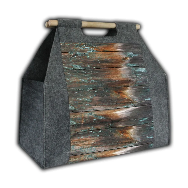 Sac à bois de cheminée Bertoni, rectangulaire, avec poignée, motif Havana