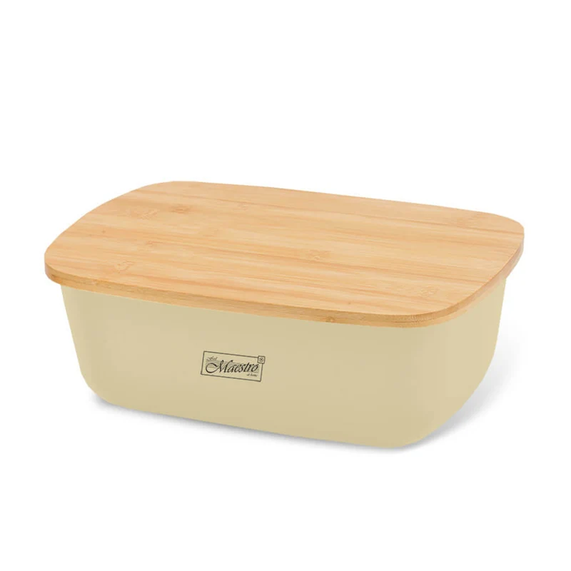 Moule à pain Maestro, couvercle en bambou, 35 x 24 x 12 cm, MR-1776-IVORY