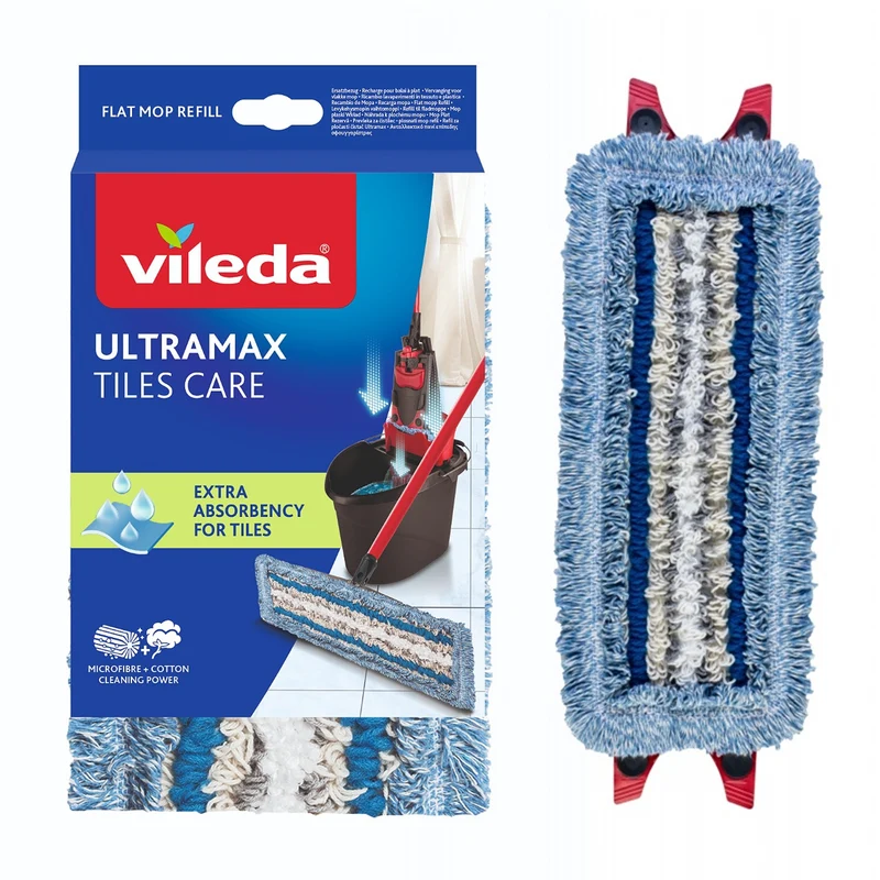 Recharge pour balai à franges Vileda, pour le nettoyage du carrelage et du PVC, Ultramax Tiles Care