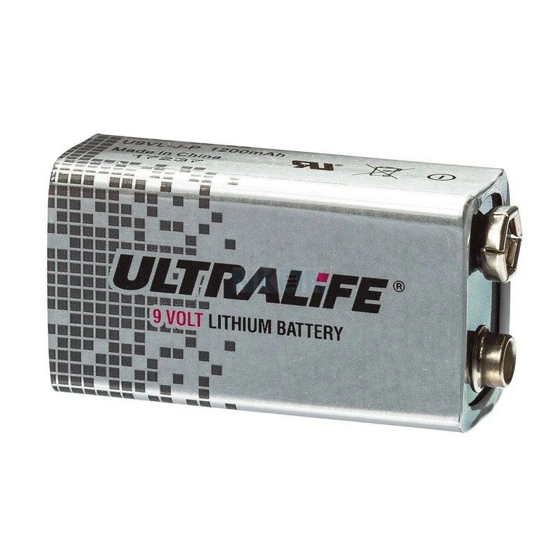 Ultralife 9V Lithium Batterij - 1200mAh Langdurige Energieoplossing voor Rookmelders tot 10 Jaar Levensduur 00740286100116