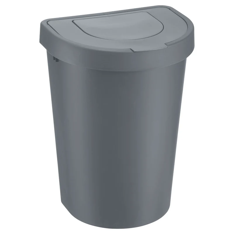 Corbeille à papier Plast Team, couvercle rabattable, gris, 25 l, Seattle Swing