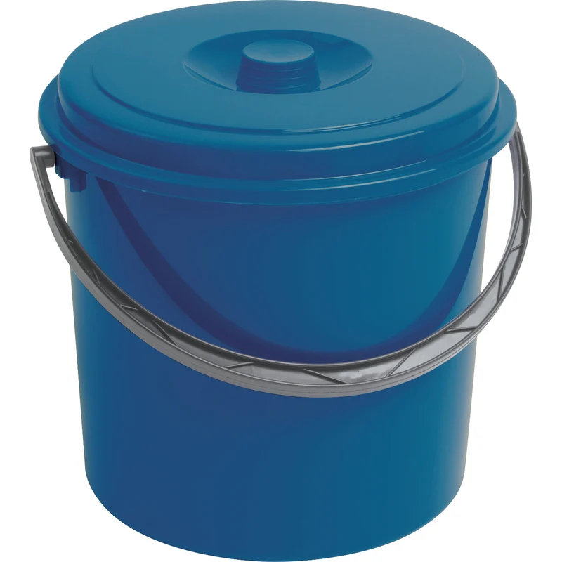 Seau avec couvercle de 12 litres plastique bleu Curver