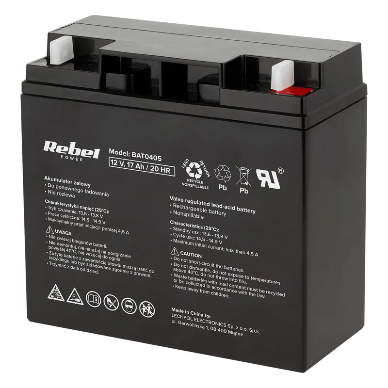 Batterie gel rechargeable 12V, 17Ah sans entretien MaxPower